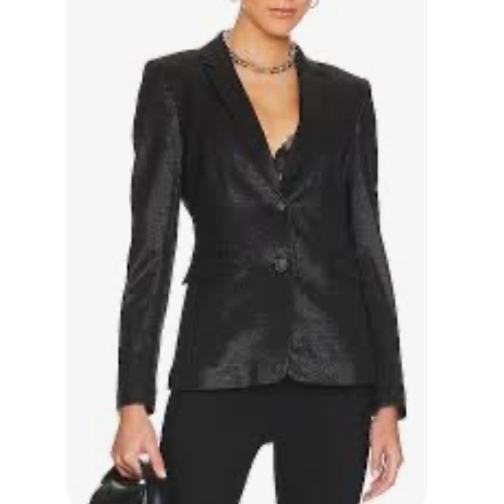 Rag & Bone Women Black Metallic Razor Jacket Virgin Wool Blazer 4 New $595 - Picture 2 of 10
